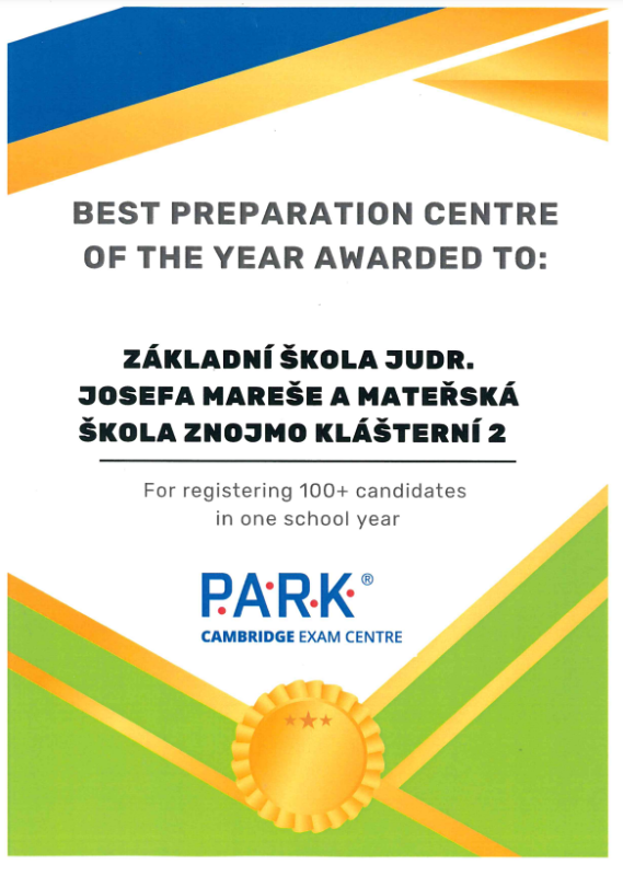 Certifikát školy PARK