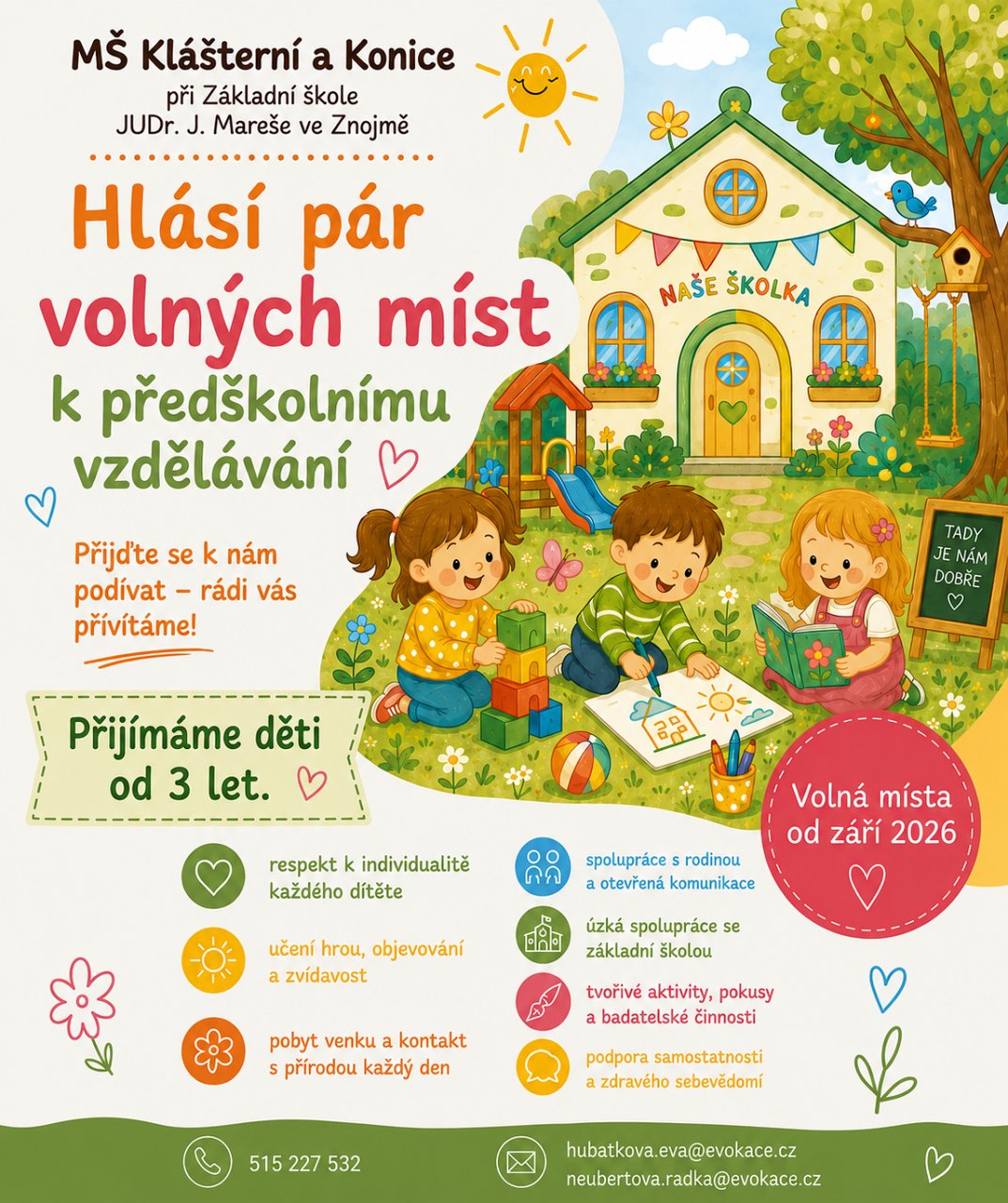 Volná místa v MŠ Pampeliška