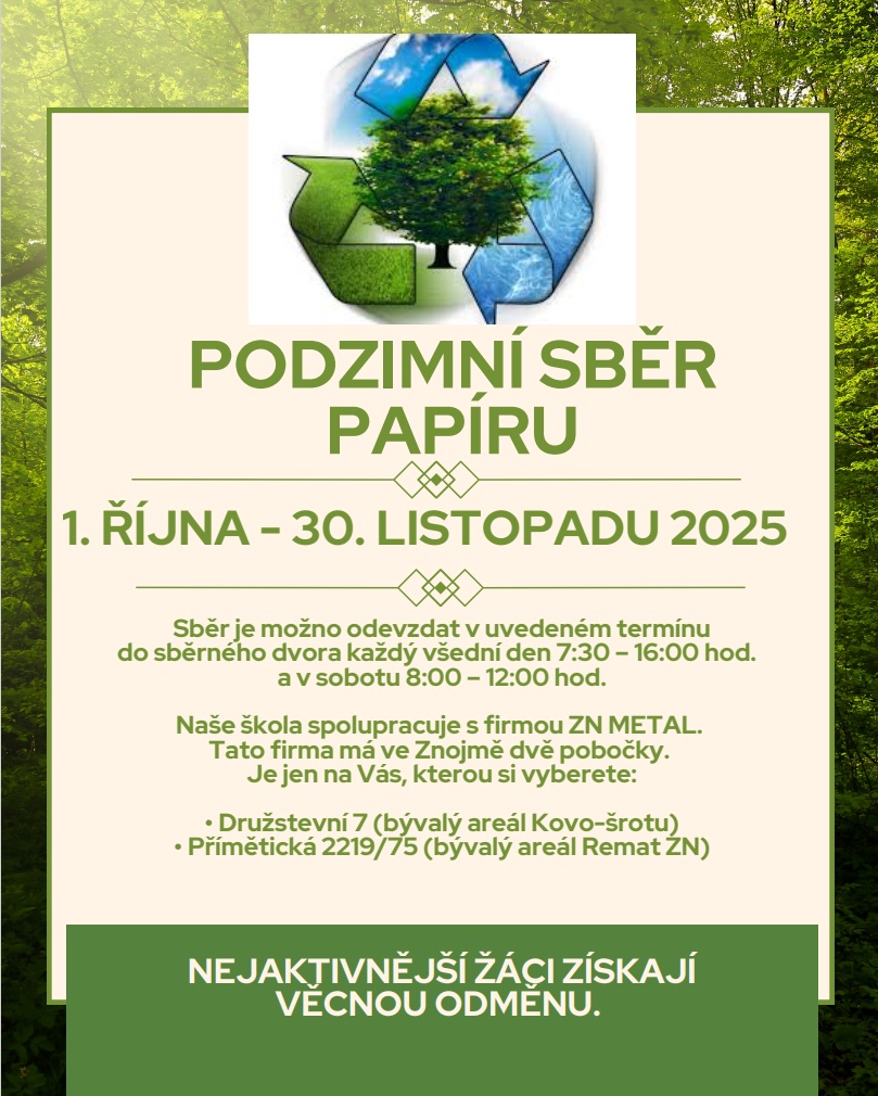 leták k podzimnímu sběru papíru 1. října - 30. listopadu 2025